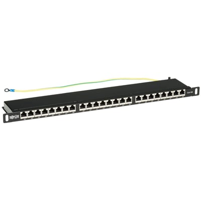 Tripp Lite by Eaton Cat6a 24-Port High-Density Shielded Patch Panel - Dual IDC 568A/B RJ45 Ethernet 0.5U Rack-Mount