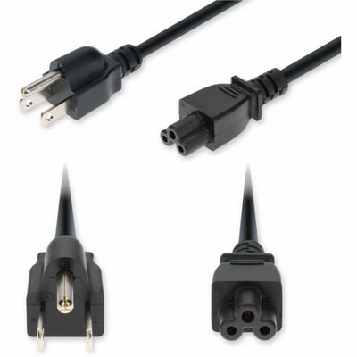 AddOn 15ft NEMA 5-15P Male to C5 Female Standard Commercial 18 AWG 125V at 10A PVC SJT (Service Junior Thermoplastic) Black Power Cable