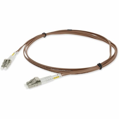 AddOn 10m LC to LC Brown OM4 Duplex OFNR (Riser-Rated) TAA Fiber Patch Cable