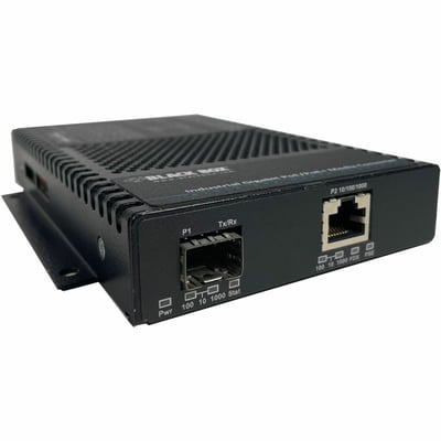 Black Box PoE+ Industrial Gigabit Ethernet Media Converter, SFP