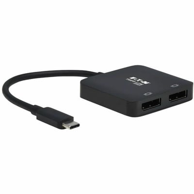 Tripp Lite by Eaton USB-C Adapter Dual Display - 4K 60 Hz DisplayPort 8K HDR 4:4:4 HDCP 2.2 DP 1.4 Alt Mode Black