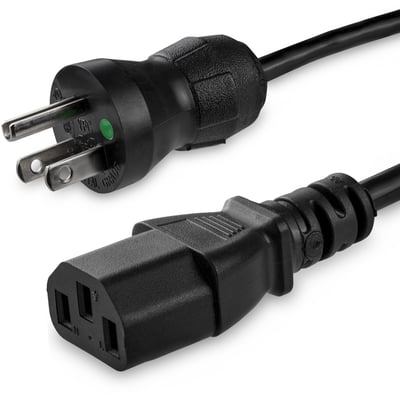 StarTech.com 6ft (2m) Hospital Grade Power Cord, 18AWG, NEMA 5-15P to C13, 10A 125V, Green Dot Medical Power Cable, Monitor Power Cable
