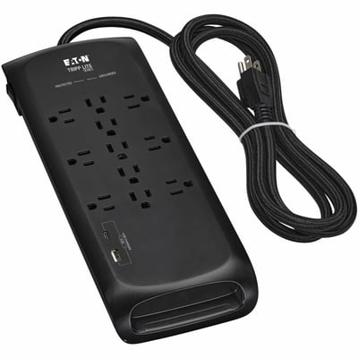 11-OUTLET SURGE PROTECTOR 5-15R 4200J 2 USB CHARGING PORTS 8FT CORD