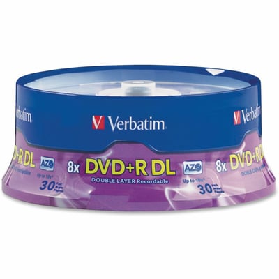 Verbatim 96542 DVD Recordable Media - DVD+R DL - 8x - 8.50 GB - 30 Pack Spindle