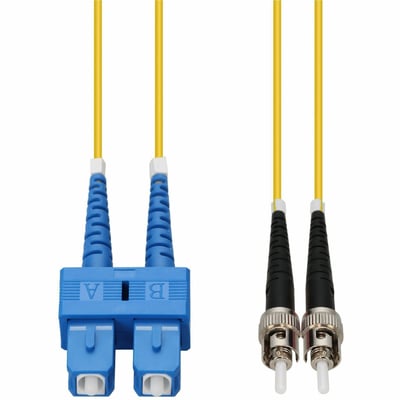 AddOn 0.5m SC to ST Yellow OS2 Duplex OFNR (Riser-Rated) SMF Fiber Patch Cable