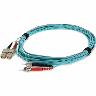 AddOn 7m ST to SC Aqua OM3 Duplex OFNR (Riser-Rated) Fiber Patch Cable