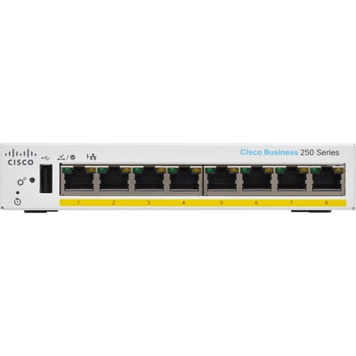 CBS250 SMART 8-PORT GE, PARTIAL POE, DESKTOP, EXT PSU