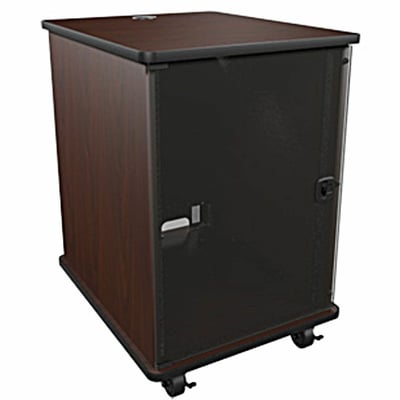 Middle Atlantic MFR Series 16RU Mobile Furniture Floor Standing Rack - Grained Dark Cherry