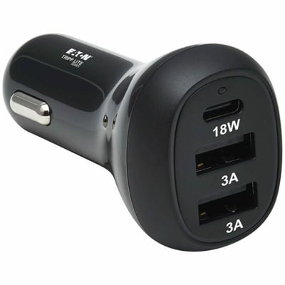 Tripp Lite by Eaton 3-Port USB Car Charger 36W Max - USB-C PD 3.0 Up to 18W 2 USB-A QC 3.0 Up to 36W