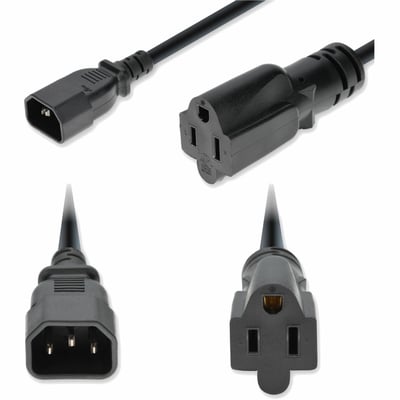 1FT C14 5-15R 18 AWG BK PWR CBL 125V AT 10A
