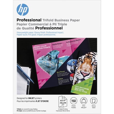 HP TRIFOLD INKJET BROCHURE GLOSSY 180GSM 8.5X11 150 SHEETS FSC PAPER
