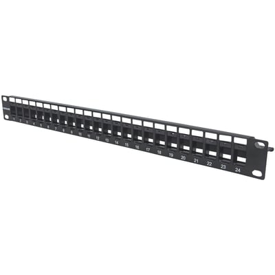 BLANK PATCH PANEL; 24-PORT, 1 U, BLACK
