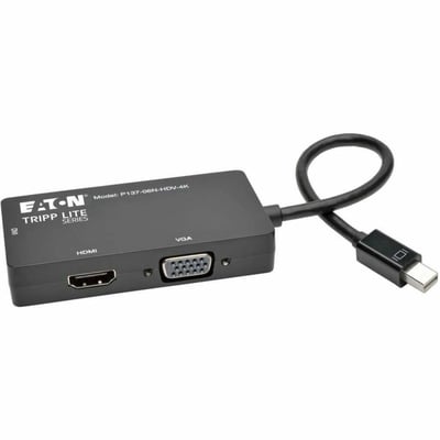 Tripp Lite by Eaton Keyspan Mini DisplayPort to VGA/DVI/HDMI All-in-One Video Converter Adapter 4K 30Hz HDMI DP1.2 Black 6-in. (15.24 cm)