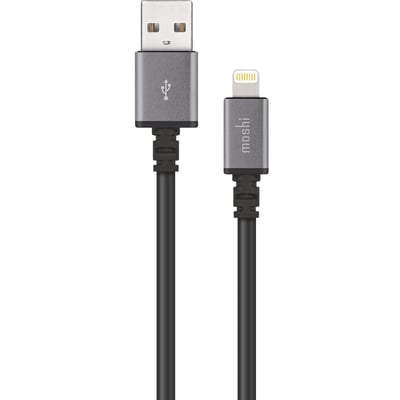 Moshi USB Cable with Lightning Connector 10 ft (3 m) - Black, Long Length, MFi-certified, Durable Construction