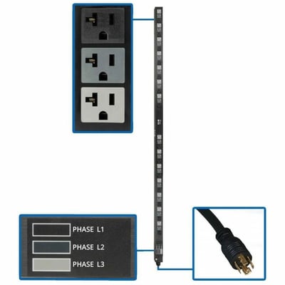 Tripp Lite by Eaton PDU 5.7kW 3-Phase Basic PDU - 42 NEMA 5-15/20R 120V Outlets 208V L21-20P Input 6 ft. Cord 70 in. 0U Rack TAA