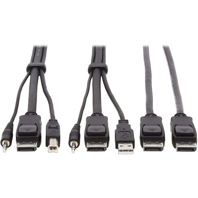 Tripp Lite by Eaton Dual DisplayPort KVM Cable Kit - DP USB 3.5 mm Audio (3xM/3xM) + DP (M/M) 4K 4:4:4 6 ft. (1.83 m) Black