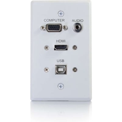 SINGLE GANG WP HDMI VGA 3.5MM USB-WHITE