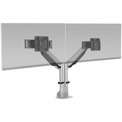 E2 DUAL MONITOR ARM, SILVER, HOLDS 2.2-20 LBS PER MONITOR, UP TO 27IN SCREEN