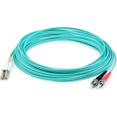 AddOn 85m ST to LC Aqua OM4 Duplex OFNR (Riser-Rated) Fiber Patch Cable