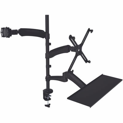 CTA Digital 2-in-1 Adjustable Monitor and Tablet Mount Stand with Keyboard Tray