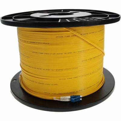 AddOn 125m LC to LC Yellow OS2 Duplex OFNR (Riser-Rated) SMF Fiber Patch Cable