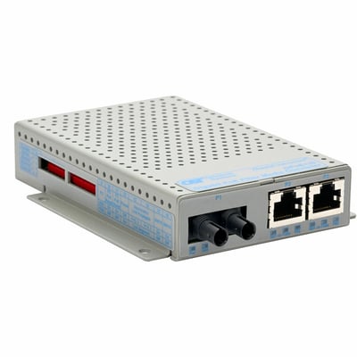 10/100/1000 2XRJ-45 POE+ MEDIA CONVERTER ST MM 1310 5KM AC -40-75C
