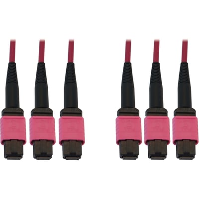 Tripp Lite by Eaton 40/100/400G Multimode 50/125 OM4 Fiber Optic Cable (3x8F MTP/MPO-PC F/F) LSZH Magenta 45 m (147.6 ft.)