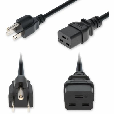 AddOn 8ft NEMA 5-15P Male to C19 Female Standard Commercial 14 AWG 125V at 15A PVC SJT (Service Junior Thermoplastic) Black Power Cable