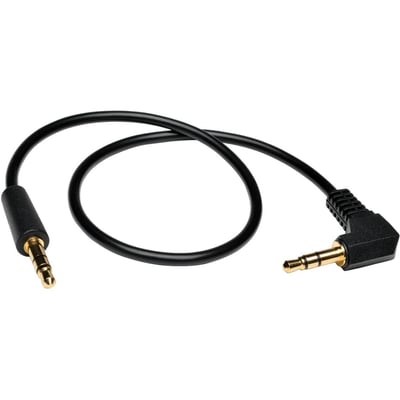6FT MINI STEREO AUDIO CABLE WITH 1 RIGHT ANGLE PLUG 3.5MM M/M