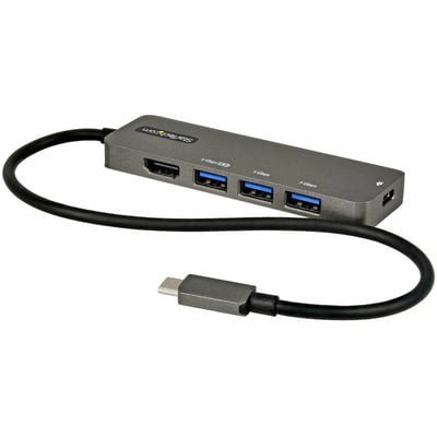StarTech.com USB C Multiport Adapter, USB-C to HDMI 4K 60Hz (HDR10), 100W PD Pass-Through, 4xUSB 3.0, USB Type-C Mini Dock, 12" Long Cable