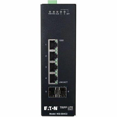 Tripp Lite by Eaton 4-Port Lite Managed Industrial Gigabit Ethernet Switch - 10/100/1000 Mbps, 2 GbE SFP Slots, -10 to 60C, DIN Mount - TAA Compliant
