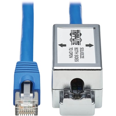 Tripp Lite by Eaton Cat6a Junction Box Cable Assembly - Surface Mount Shielded PoE+ RJ45/110 Punchdown 18-in. (45.72 cm) Blue