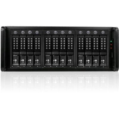 RAIDage JAGE412HDBK-DE-P Drive Enclosure 12Gb/s SAS, SATA/600 - Mini-SAS HD Host Interface - 4U Rack-mountable - Black