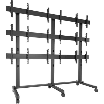 Chief Fusion Large 3x3 Freestanding Video Wall Mobile TV Cart - For 42-50 Inch Displays - TAA Complaint - Black