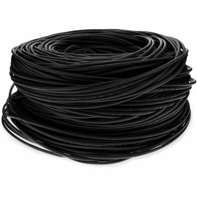 AddOn 500ft Non-Terminated Black CAT 6 PVC Bulk Cable