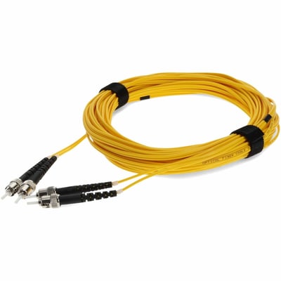 AddOn 12m ST to ST Yellow OS2 Duplex OFNR (Riser-Rated) TAA SMF Fiber Patch Cable