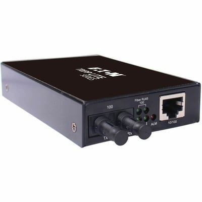 Tripp Lite by Eaton Hardened Copper to Fiber Media Converter 10/100 Mbps RJ45/ST Multimode -10 to 60C 2 km (1.2 mi.)