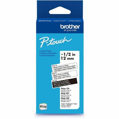 12MM 4M X 3PK BTAG TAPES FOR P-TOUCH LABEL MAKERS NEUT
