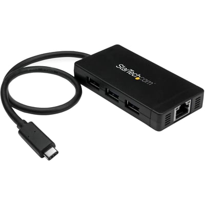 StarTech.com USB-C to Ethernet Adapter " Gigabit " 3 Port USB C to USB Hub and Power Adapter " Thunderbolt 3 Compatible