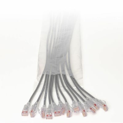 Ortronics EZ Patch Flat Pack Reduced Diameter CAT6 7ft, 12 Pack, Grey
