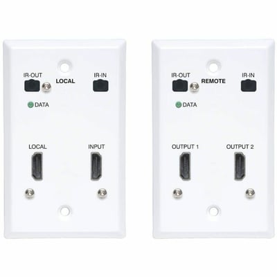 Tripp Lite by Eaton HDMI over Cat6 Extender Kit Wallplate 4K 60Hz HDR Dual Output IR PoC 230 ft. TAA