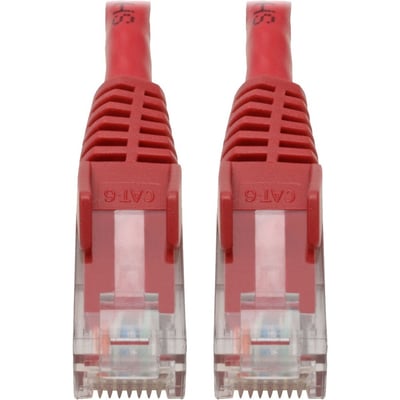 Eaton Tripp Lite Series Cat6 Gigabit Snagless Molded (UTP) Ethernet Cable (RJ45 M/M), PoE, Red, 6-in. (15.24 cm)