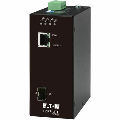 Tripp Lite by Eaton Hardened Gigabit Fiber to Ethernet Media Converter 10/100/1000 Mbps RJ45/SFP -10 to 60C DC Power