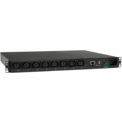 Tripp Lite by Eaton PDU 3.7kW Single-Phase 208/230V Switched PDU - LX Platform 8 C13 Outlets C20 Input with L6-20P Adapter 2.4m Cord 1U Rack-mount TAA