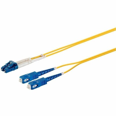 MONOPRICE SINGLE-MODE FIBER OPTIC CABLE - LC-SC UL 2MM 9/125 OFNR DUPLEX YELLOW