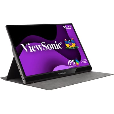 ViewSonic VG1655 15.6 Inch 1080p Portable Monitor with 2 Way Powered 60W USB C, IPS, Eye Care, Dual Speakers, Built in Stand with Smart Cover