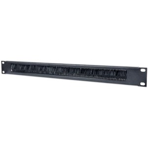 INTELLINET 1U, WITH BRUSH INSERT CABLE ENTRY PANEL FOR NETWORK CABINETS, BLACK