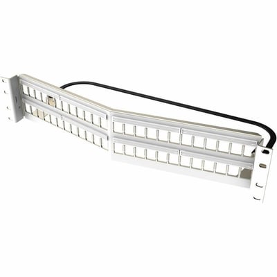 Ortronics Clarity 48-Port, 2RU Shielded High Density Jack, Unloaded Angled Panel - White