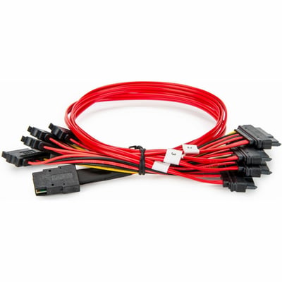 SCSI MINI SAS CABLE SFF8087 TO 4X SFF8482 - RED