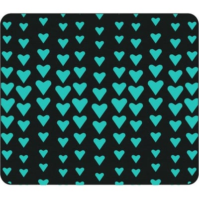 OTM Classic Prints Black Mouse Pad, Falling Turquoise Hearts